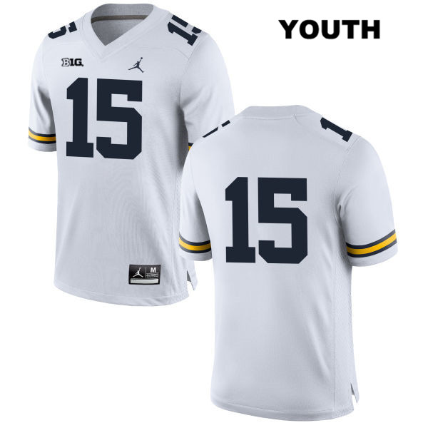 Youth NCAA Michigan Wolverines Jacob West #15 No Name White Jordan Brand Authentic Stitched Football College Jersey VV25D66DJ